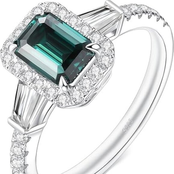 Moissanite Engagement Ring VVS1 Clarity Wedding Ring - 1.7CTTW Emerald Cut